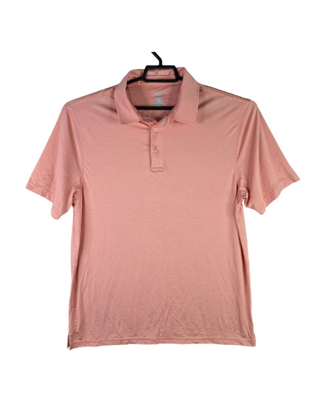 Mens Member's Mark Performance Polo Shirt Orange & White Striped Short Sleeve L